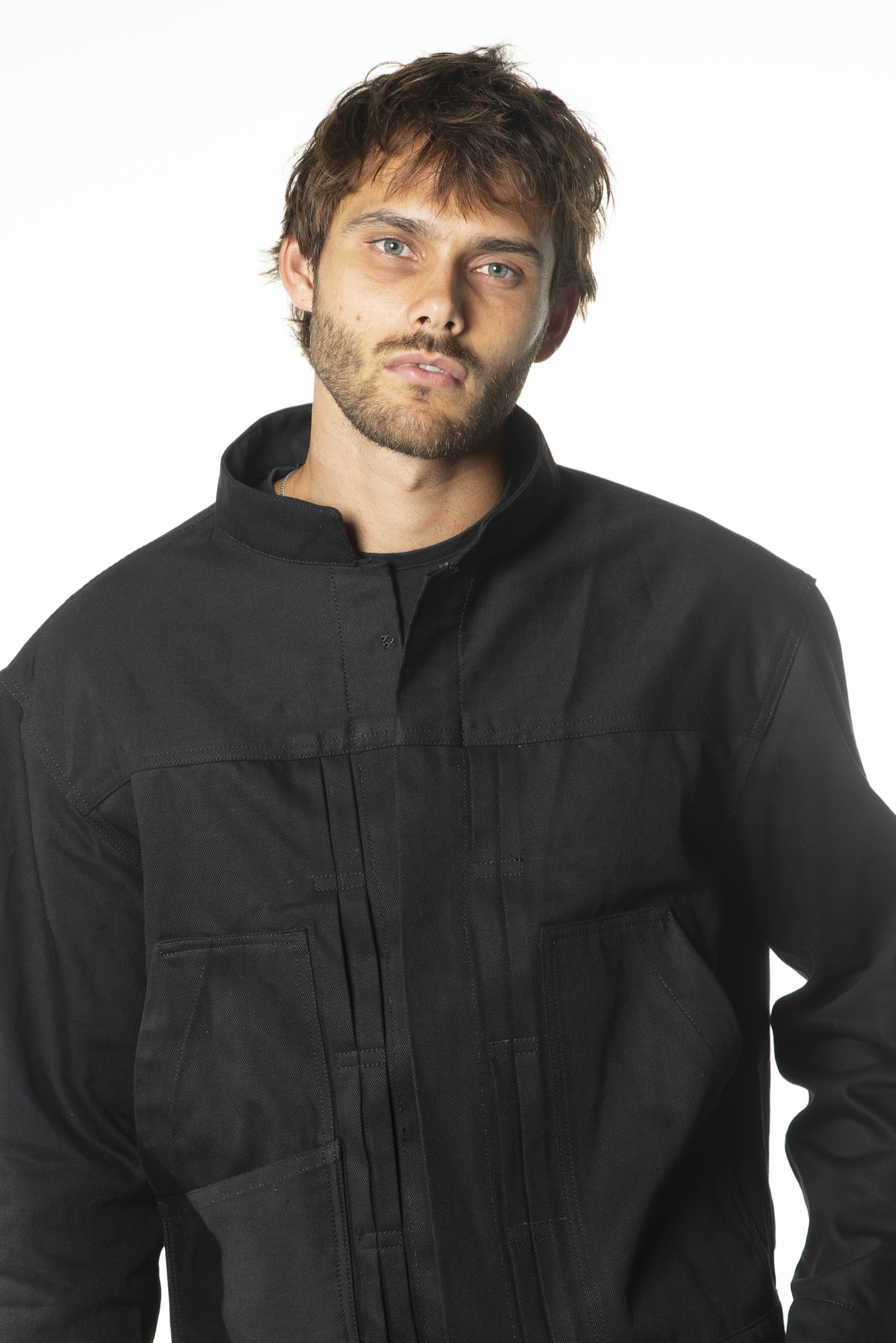 Stand collar jacket detail